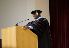 Graduation speaker during the Donning on Kente Ceremony