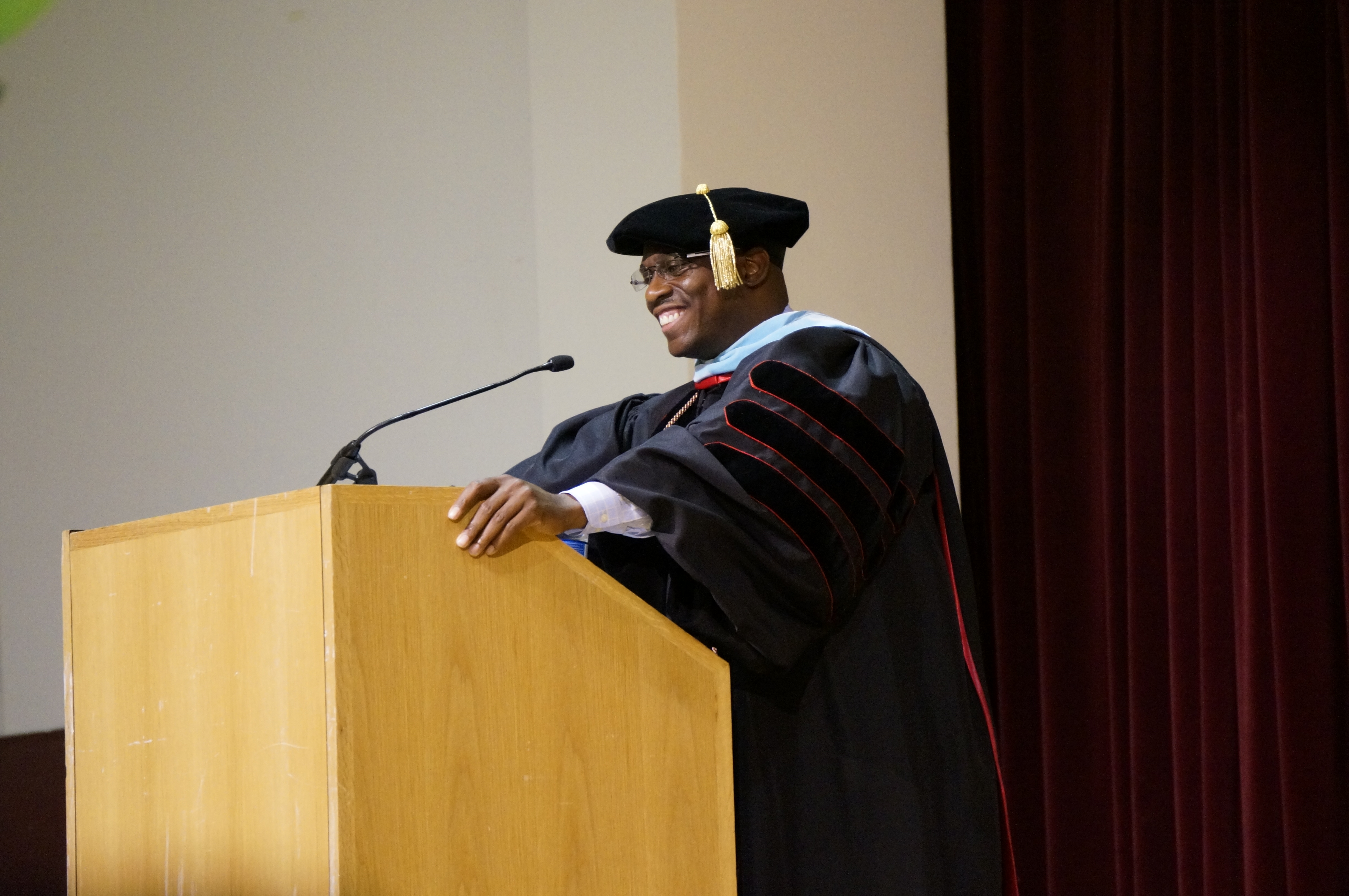 Graduation speaker during the Donning on Kente Ceremony